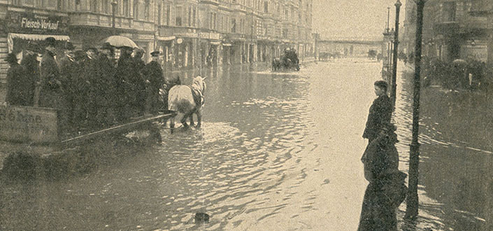 Überschwemmung in der Yorckstraße, Foto Hugo Rudolphy, 14. April 1902
