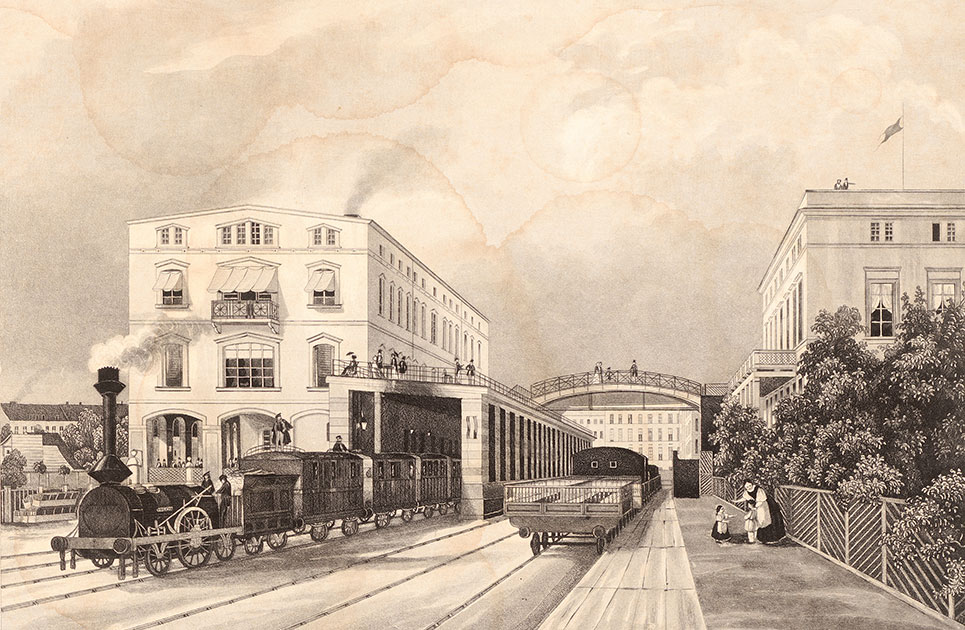 Ansicht des Potsdamer Bahnhofs der Berlin-Potsdamer-Eisenbahn